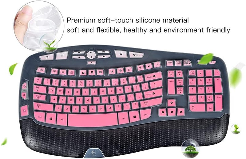 imComor Keyboard Cover for Logitech K350 MK570 MK550 Keyboard Cover Skin for Logitech K350 MK550 MK570 Wireless Wave Keyboard Skin Protector Accessories, Ombre Pink - Image 4